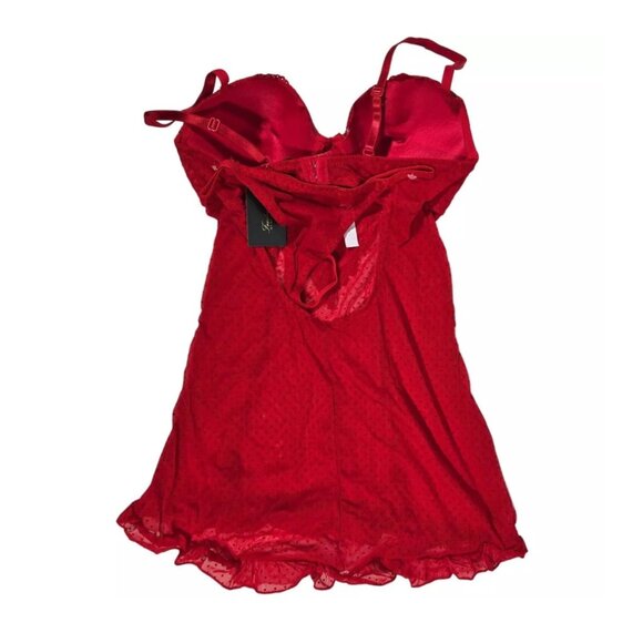 Fredericks of Hollywood NWT Adele Lace & Mesh Underwire Chemise Panty Set Sz Med - Picture 14 of 15